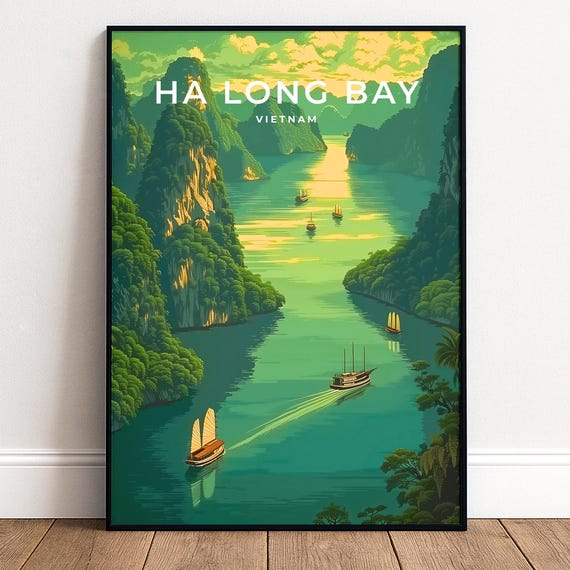 Ha Long Bay Travel Poster Vietnam Wall Art Scenic Landscape
