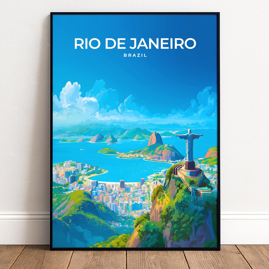 Rio De Janeiro Brazil Christ The Redeemer Retro Travel Poster