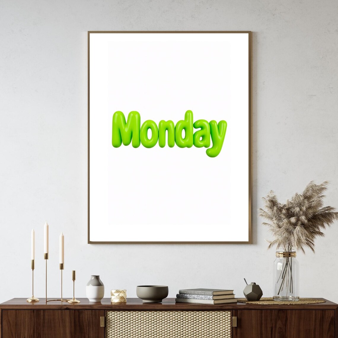 Monday Balloon Letters Motivation Quote Art Print