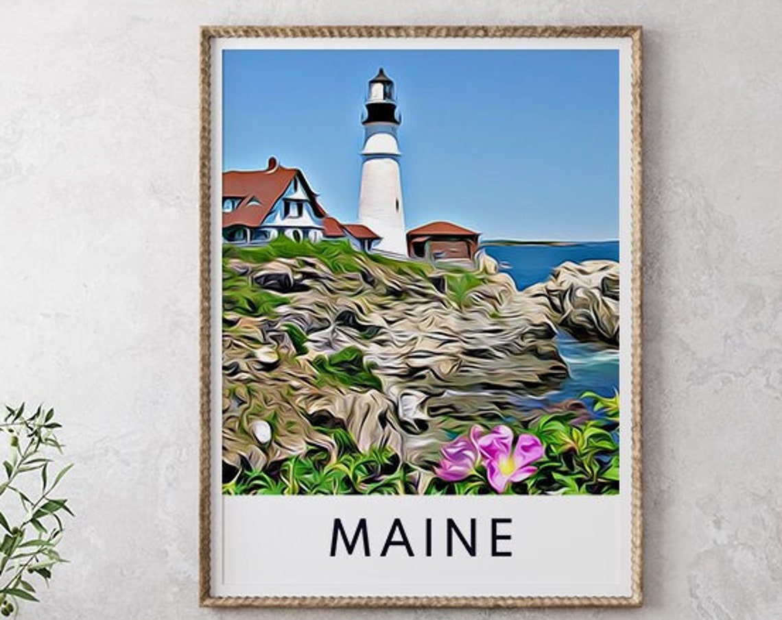 Maine Maine Art Maine Print Maine Wall Art Art Print Poster Maine Art Print Maine Poster Maine Dcor Maine Artwork Travel Print