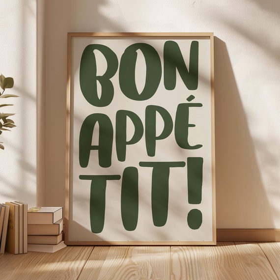 Bon Appetit Typography Kitchen Art Print, Maximalist Decor