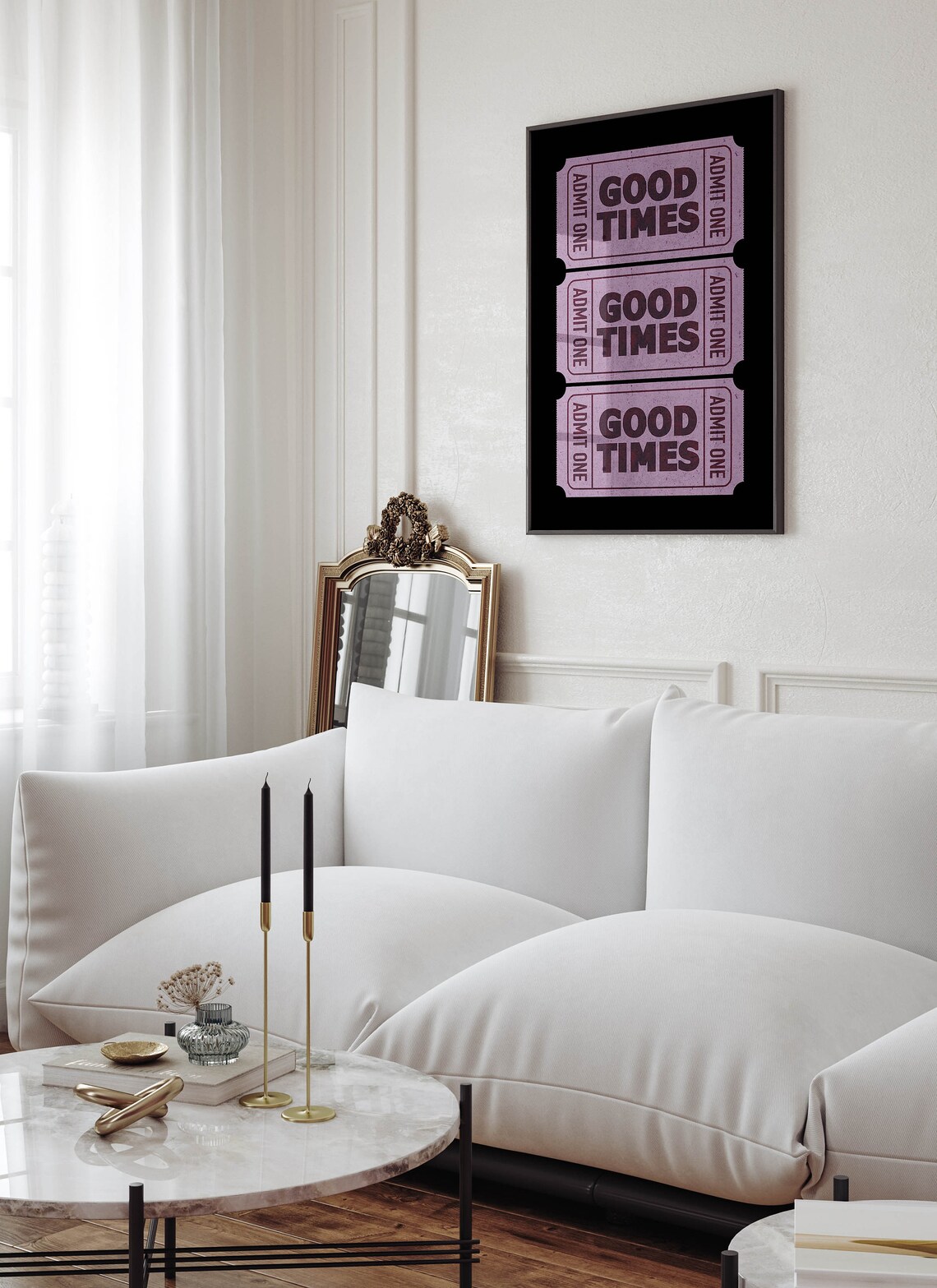 Good Times Admit One Purple Ticket Stubs Retro Bar Cart Wall Art - Image 2