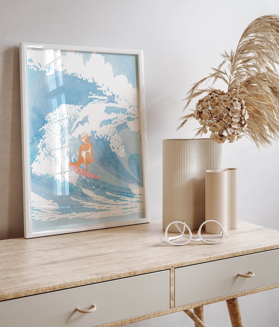 Coastal Cowgirl Surf Decor Poster, Blue Aesthetic - Image 2