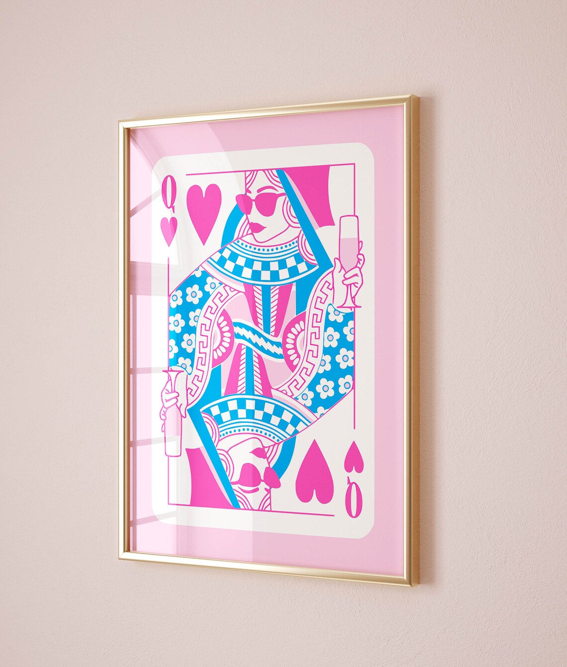 Queen Of Hearts Blue Wall Art, Hot Pink Decor - Image 2
