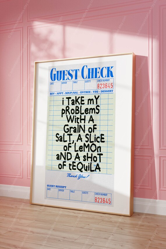 Salt Lemon and a Shot of Tequila Funny Guest Check Receipt Poster