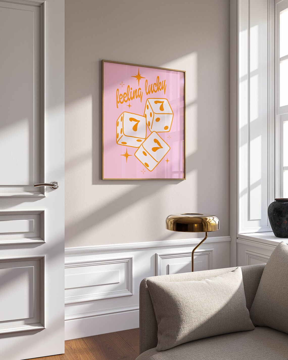 Pink and Orange Funky Lucky You Poster Print - Image 2