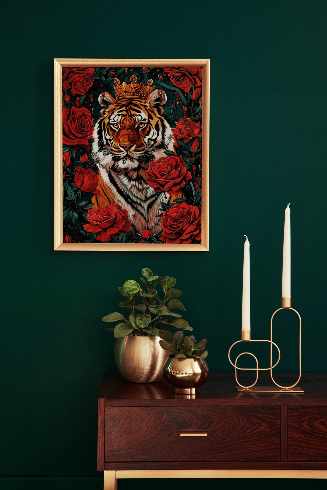 Tiger Floral Print, Maximalist Eclectic Wall Art - Image 2