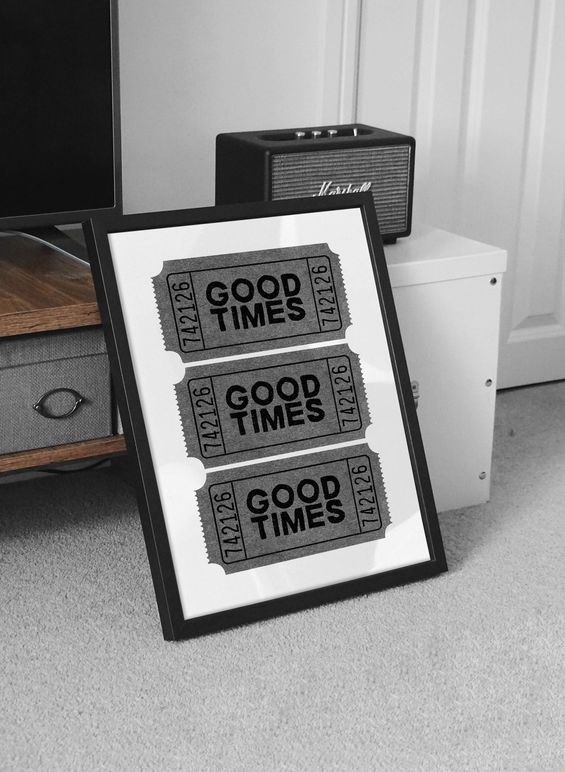 Good Times Admit One Vintage Ticket Stub Retro Typography Art Poster - Image 2