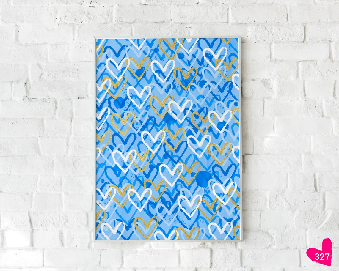 Blue Heart Preppy Wall Art, Preppy Room Decor - Image 2