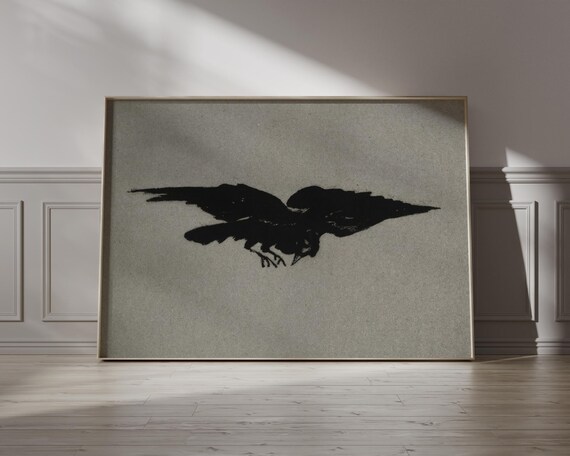 The Raven by Edouard Manet Flying Bird Vintage Lithograph Poster