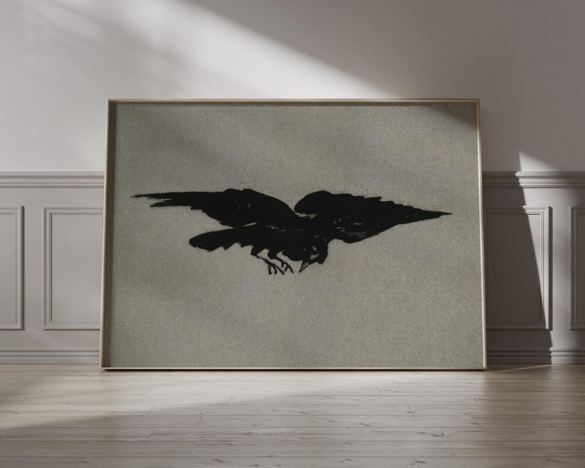 The Raven by Edouard Manet Flying Bird Vintage Lithograph Poster