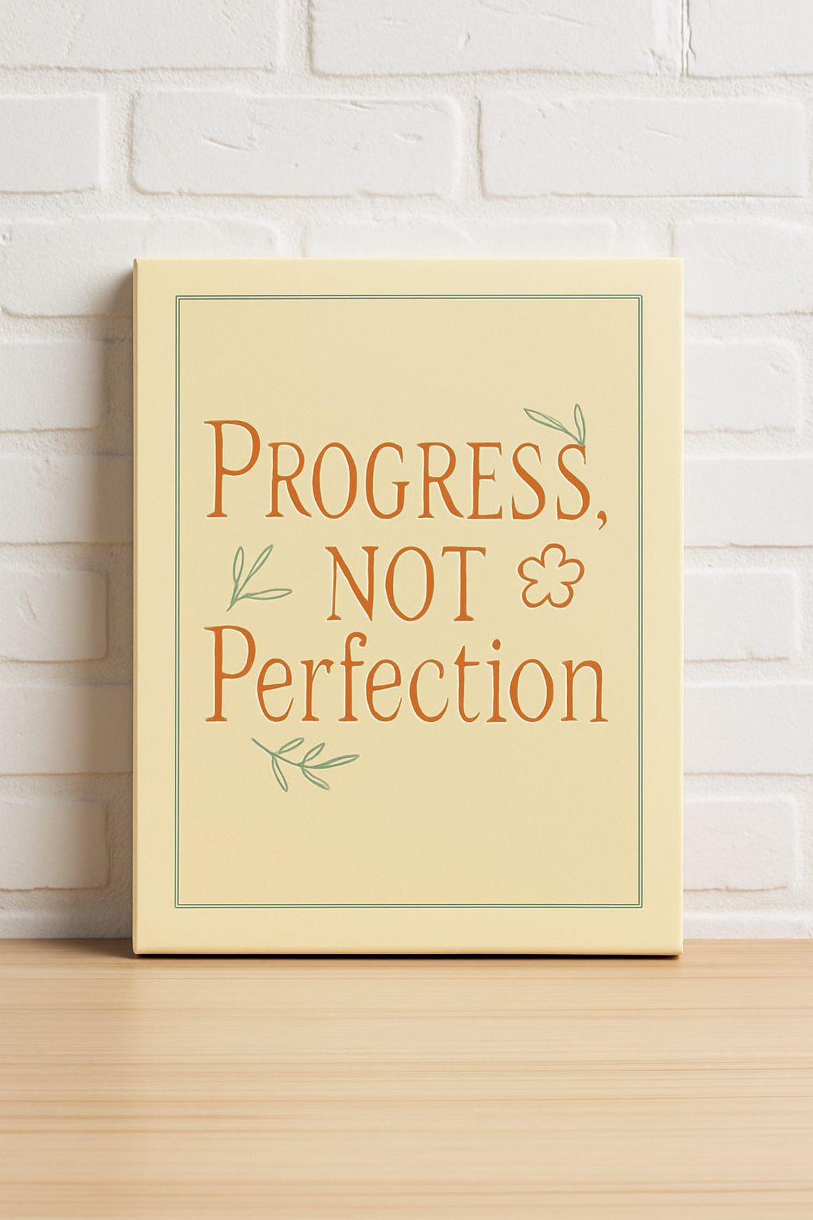 Progress Not Perfection Botanical Quote Minimal Serif Lettering Poster
