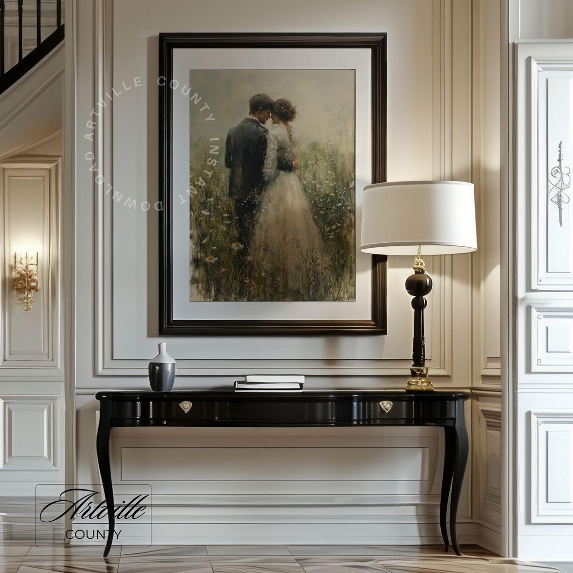 Romantic Couple Painting Love And Passion, Vintage Art Print - Image 3