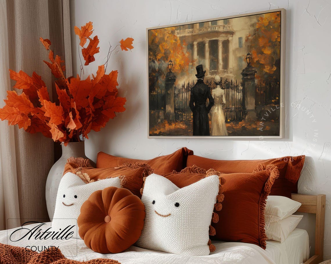 Victorian Skeleton Couple Haunted Manor Halloween Gallery Wall Poster - Image 3