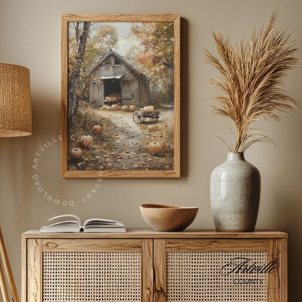 Farmhouse Pumpkin Barn Art Print, Autumn Foliage - Image 3