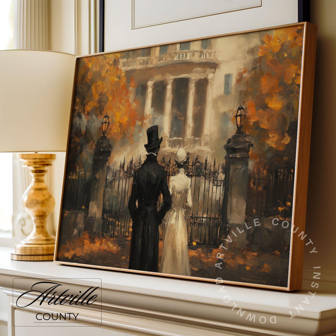 Victorian Skeleton Couple Haunted Manor Halloween Gallery Wall Poster - Image 2