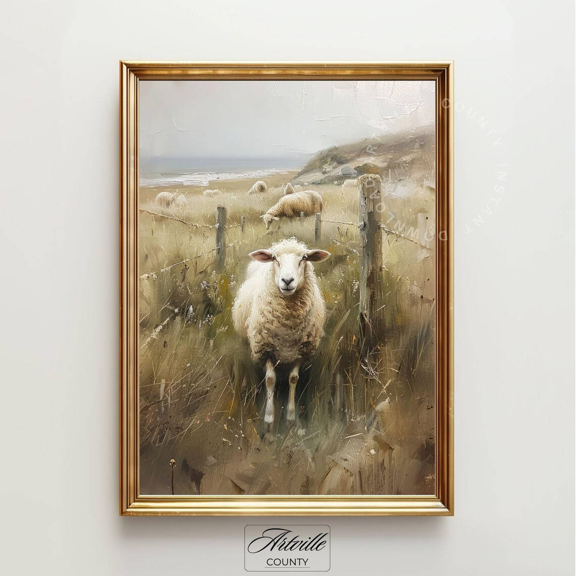 Sheep Grazing Vintage Farmhouse Art Print - Image 2