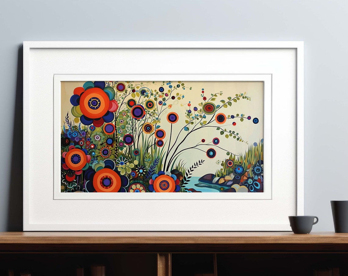 Beautiful Vivid Orange And Purple Wildflower Meadow Landscape Poster