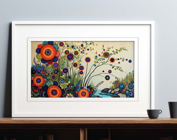 Beautiful Vivid Orange And Purple Wildflower Meadow Landscape Poster