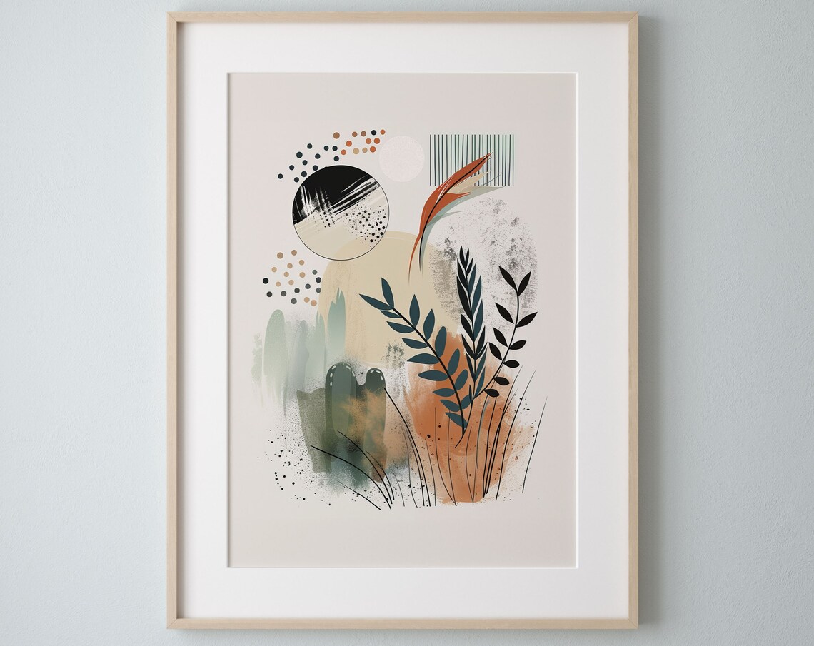 Boho Abstract, Earthy Tones Minimalist Art Print