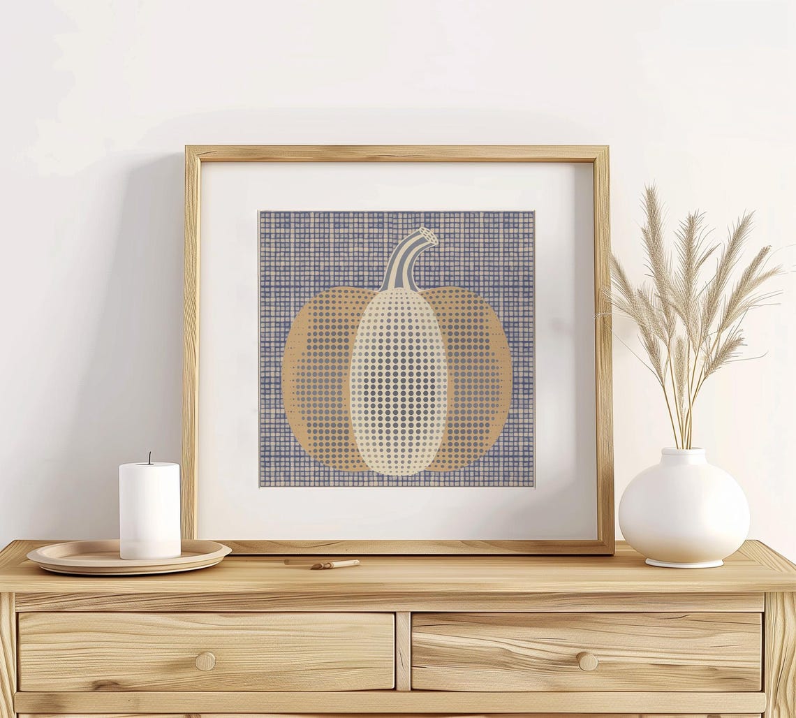 Preppy Pumpkin Art Print Modern Fall Geometric Illustration - Image 2