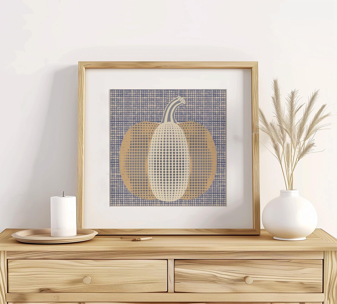 Preppy Pumpkin, Modern Fall Geometric Illustration - Image 2