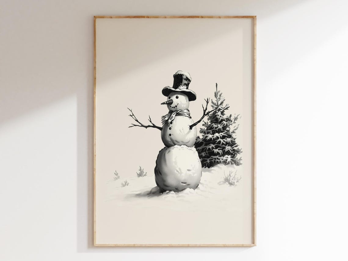 Snowman - Vintage Art Print