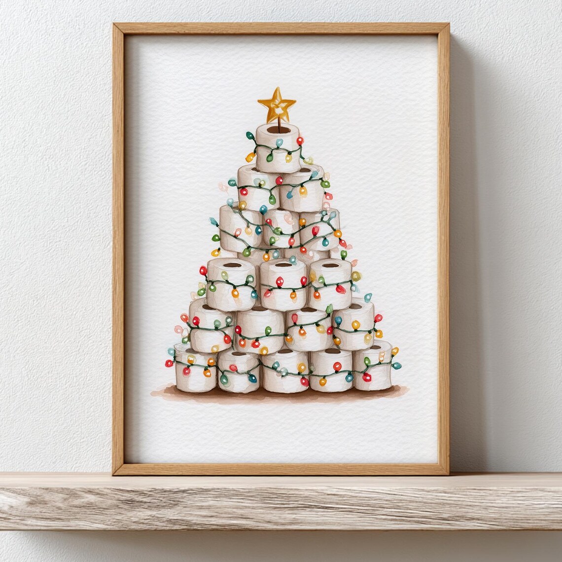 Funny Christmas Bathroom Toilet Paper Tree Art Print
