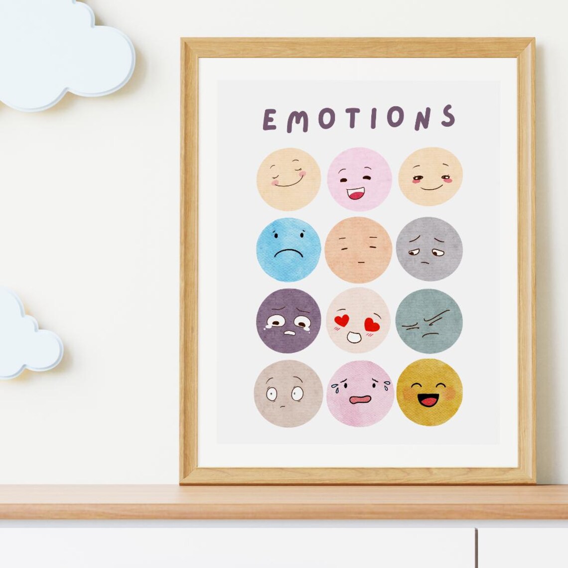 Kids Emotions Chart Poster Classroom Nursery Decor