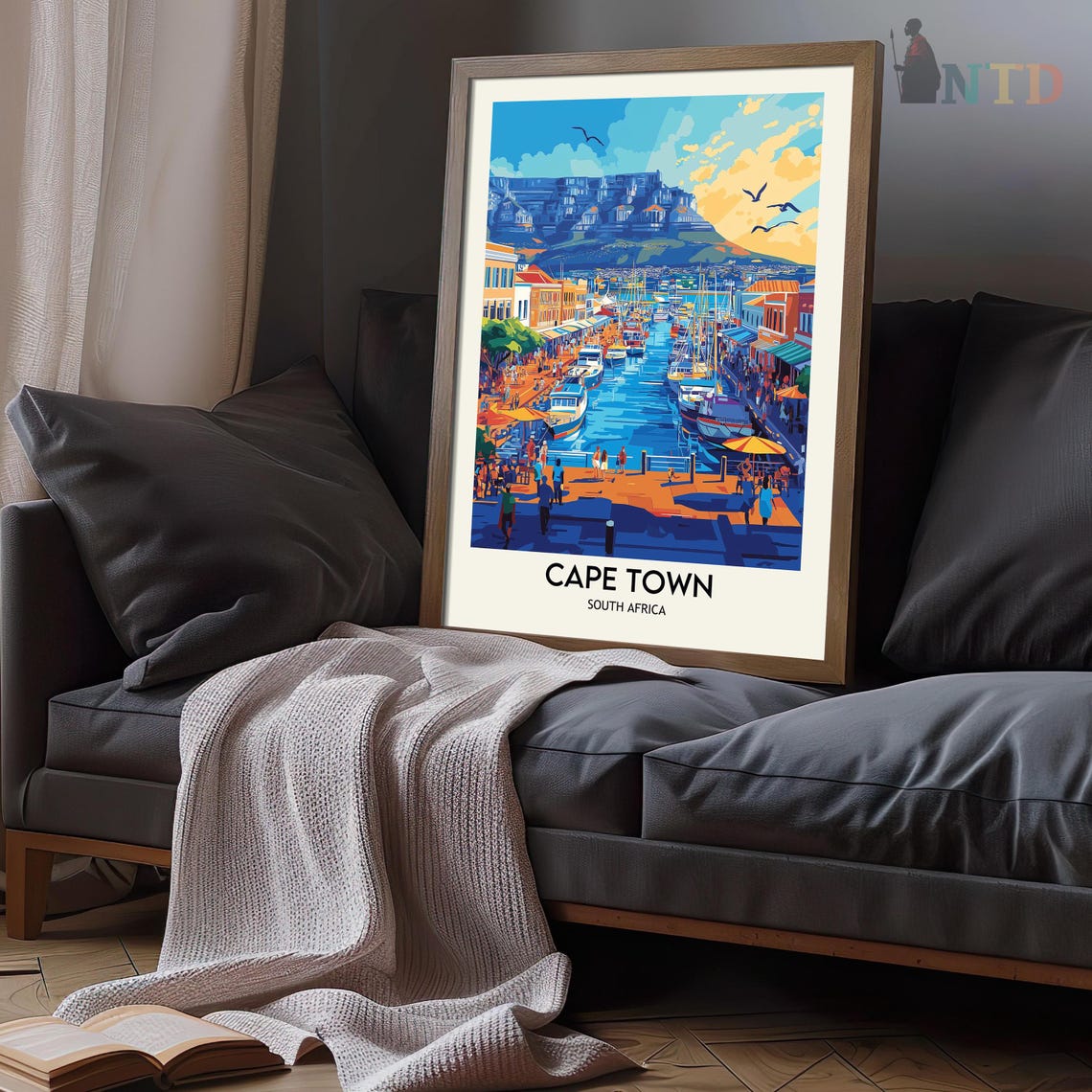 Cape Town Sunset Marina Waterfront Promenade Vintage Travel Poster - Image 3