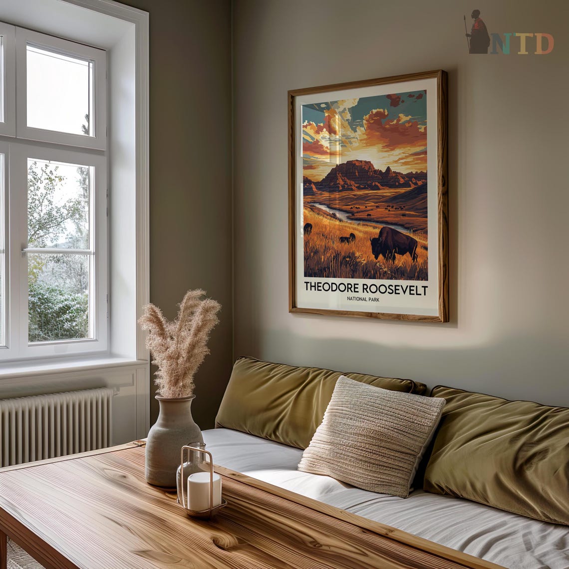 Theodore Roosevelt National Park Bison Sunset Prairie Poster - Image 2