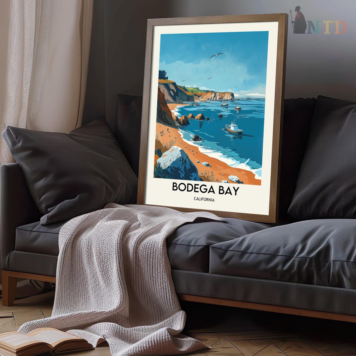 Bodega Bay California Fishing Boats Coast Vintage Travel Poster - Image 3