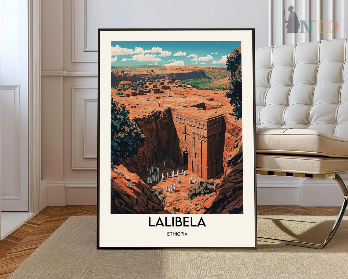 Lalibela Ethiopia Ancient Rock Hewn Churches Vintage Travel Poster