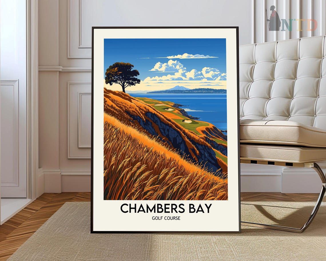 Chambers Bay Golf Course Coastal Links Sunset Fairway Art Poster