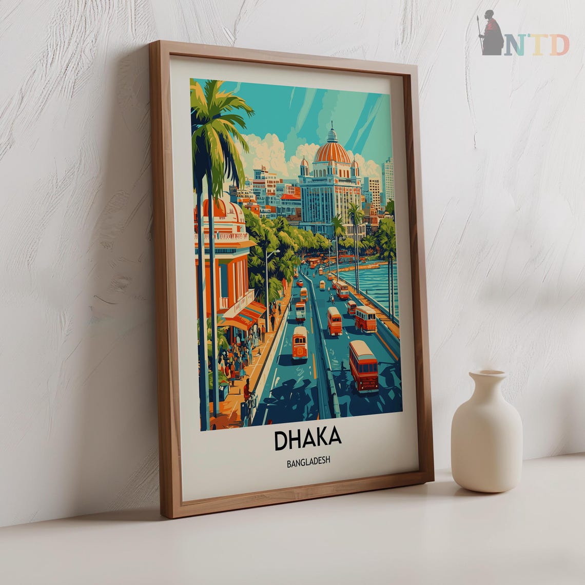 Dhaka Bangladesh Busy Street Buses Historic Domed Building Poster - Image 2