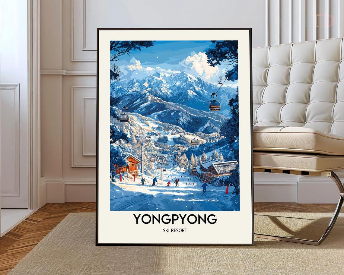 Yongpyong Ski Resort Snowy Gondolas and Mountain Winter Poster