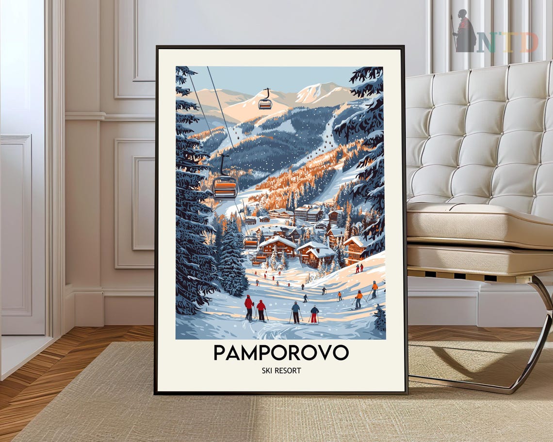 Pamporovo Bulgaria Ski Resort Gondola Village Winter Scenic Poster