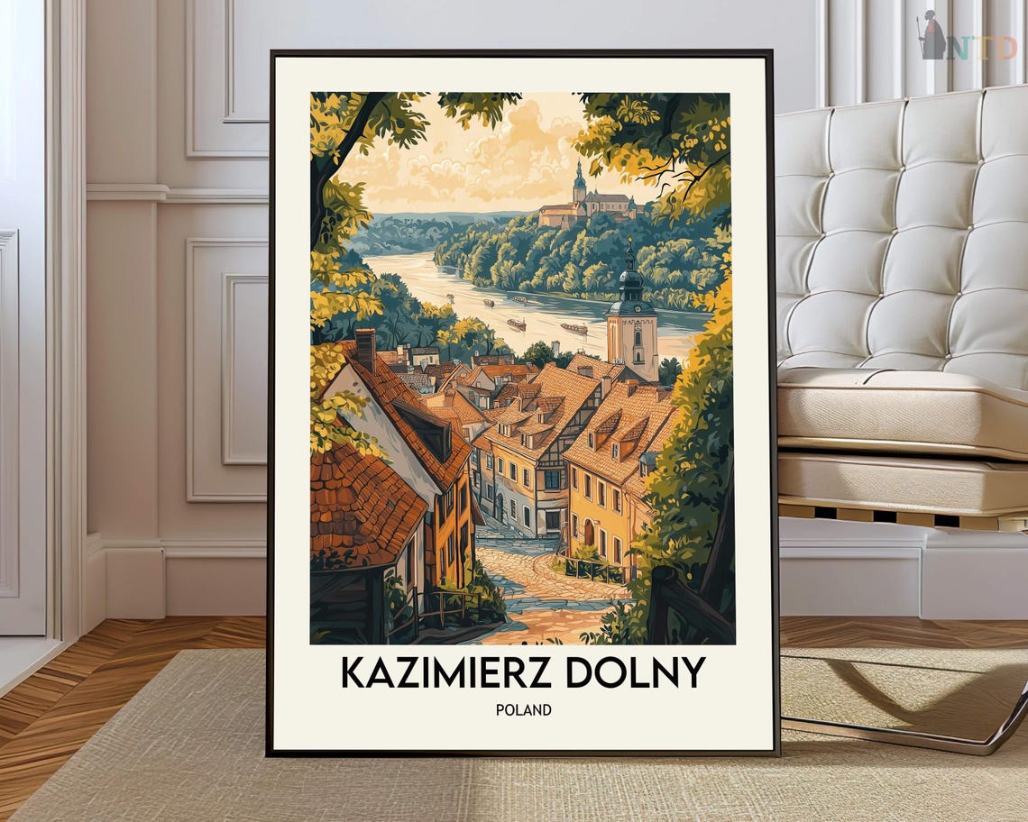 Kazimierz Dolny Poland Riverfront Old Town Golden Hour Travel Poster