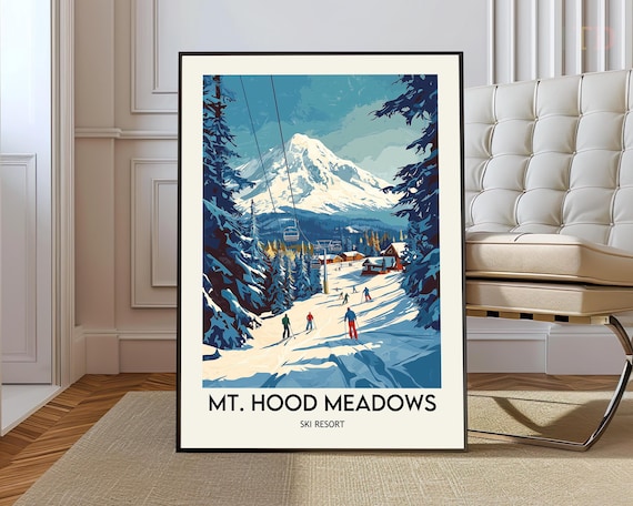 Mt Hood Meadows Ski Resort Chairlift Mountain View Ski Poster