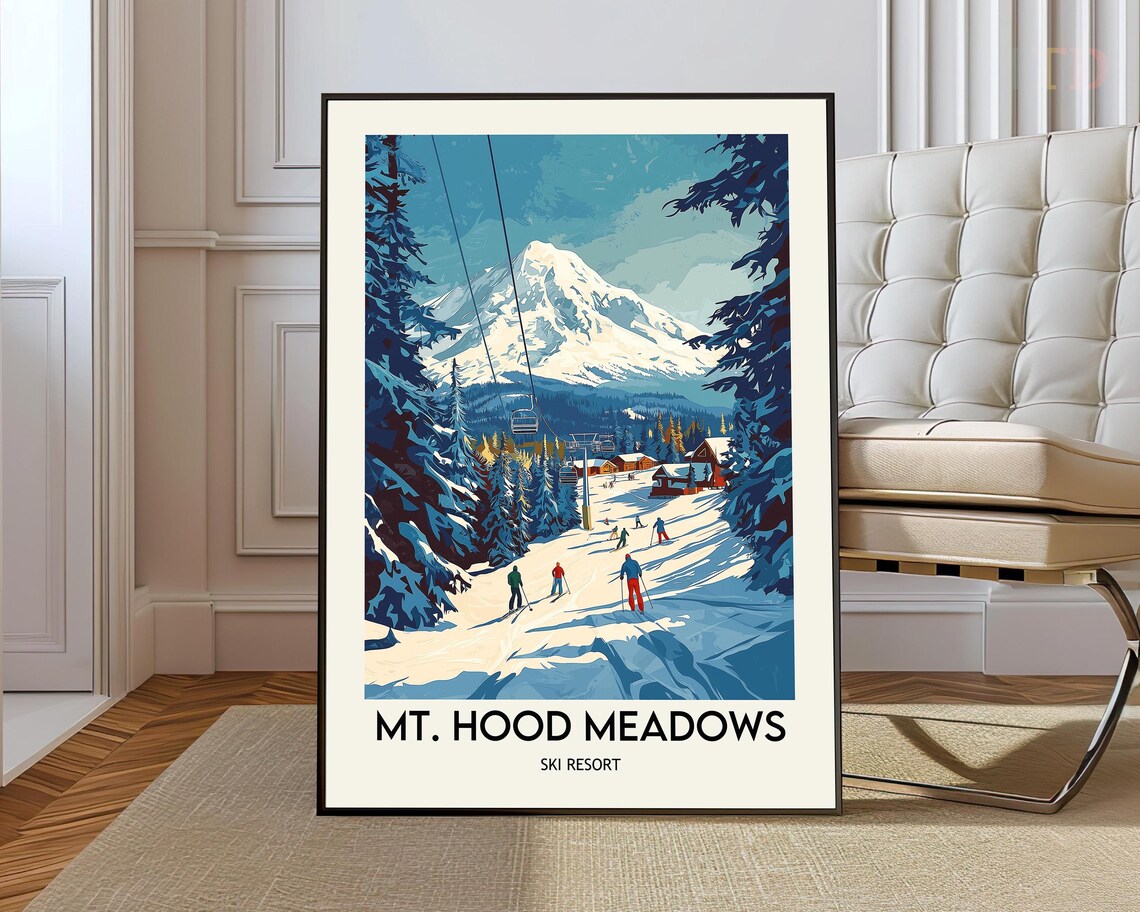Mt Hood Meadows Ski Resort Chairlift Mountain View Ski Poster