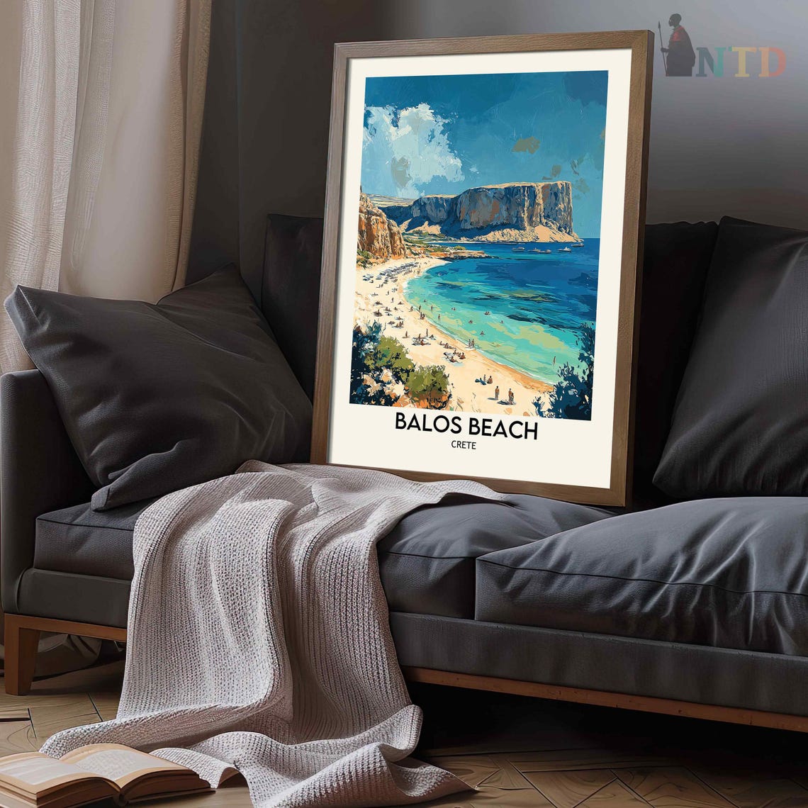 Balos Beach Crete Greece Turquoise Lagoon Cliffs Swimmers Poster - Image 3