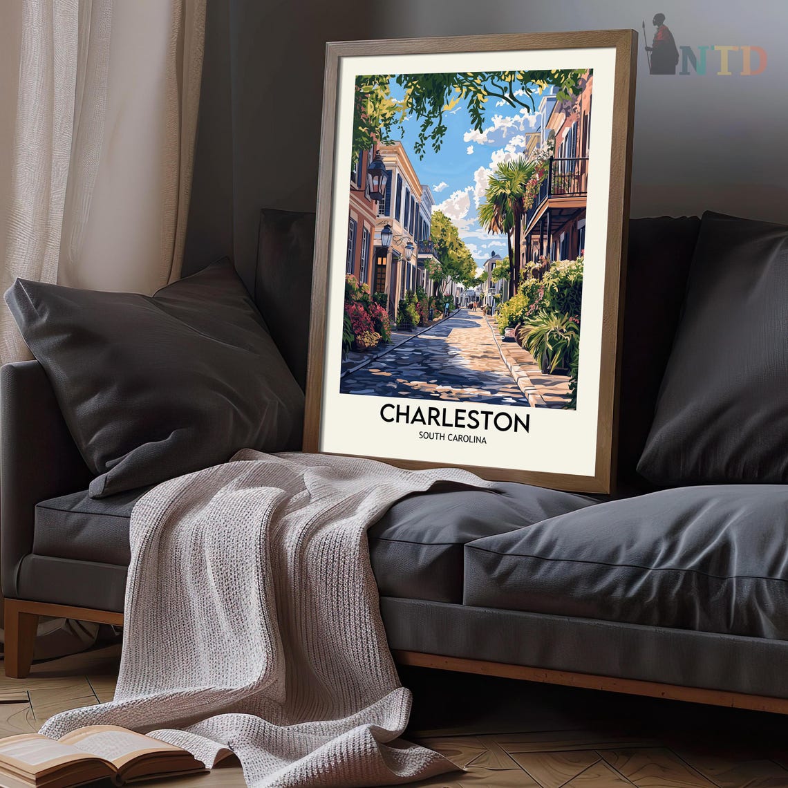 Charleston South Carolina Brick Street Lanterns Historic Homes Poster - Image 3