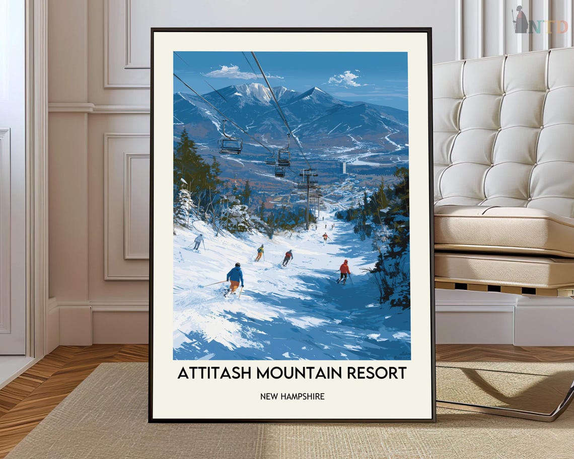 Attitash Mountain Resort New Hampshire Ski Slopes Gondola Poster