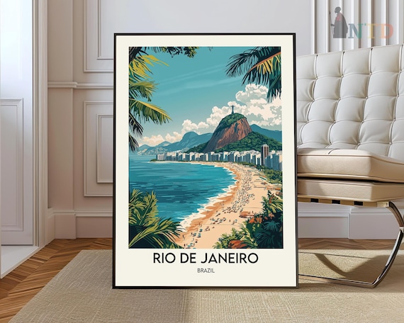 Rio de Janeiro Brazil Christ the Redeemer Copacabana Beach Poster