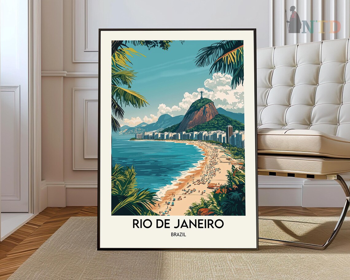 Rio de Janeiro Brazil Christ the Redeemer Copacabana Beach Poster