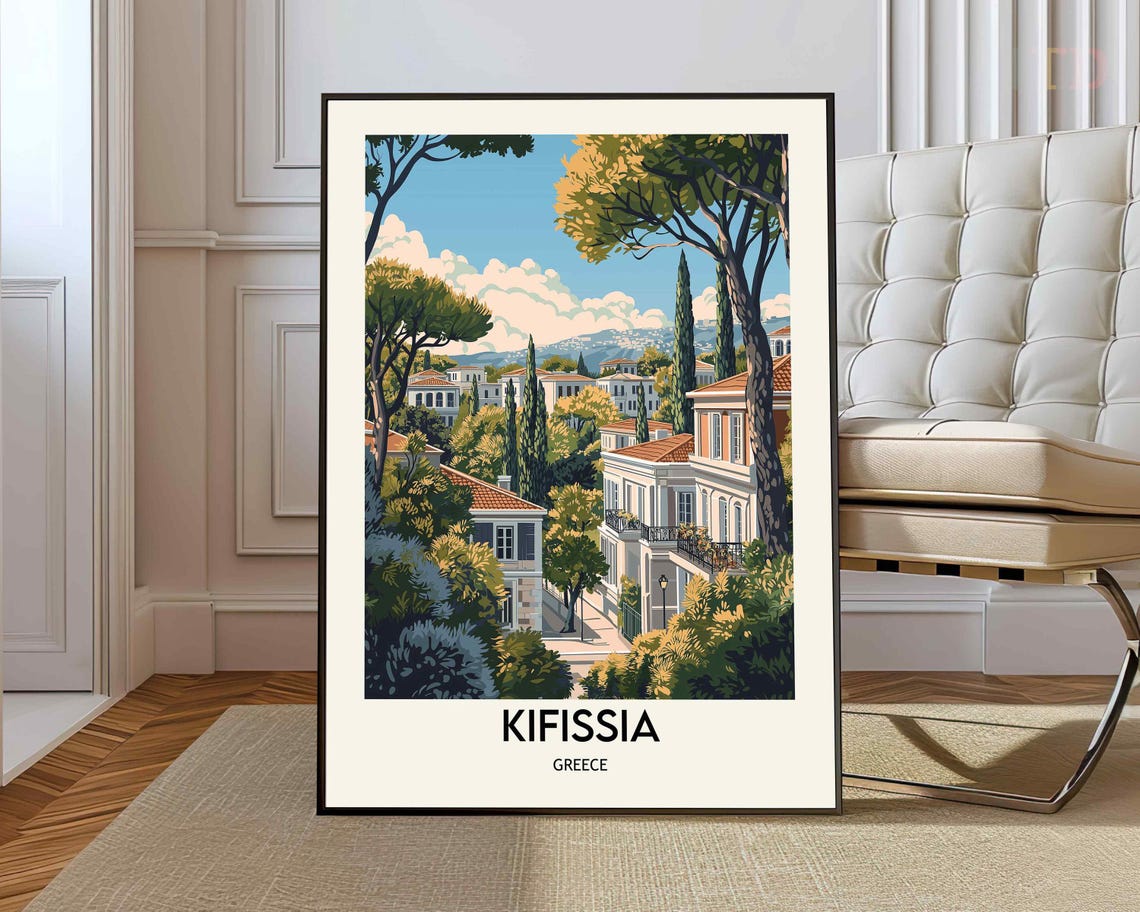 Kifissia Tree Lined Athens Suburb Street Greece Travel Poster