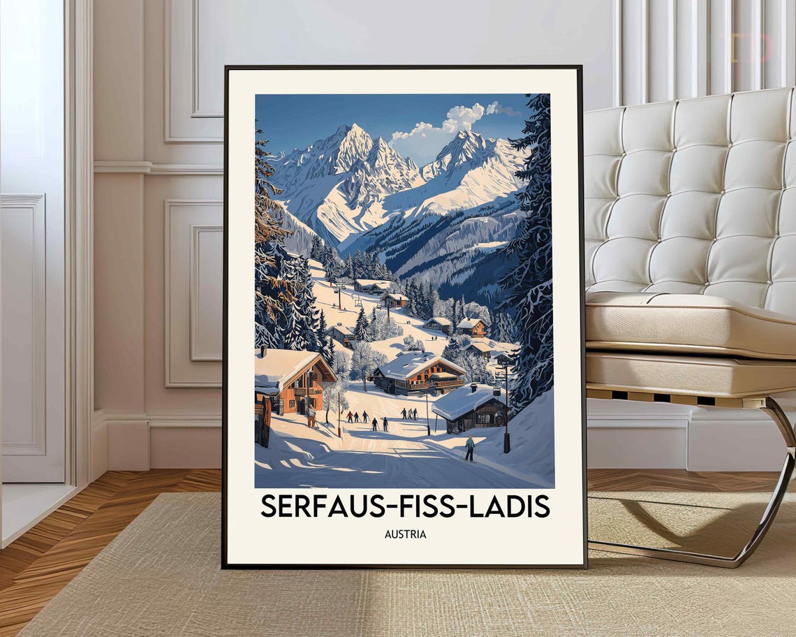 Serfaus-Fiss-Ladis Austria Alpine Ski Resort Vintage Travel Poster
