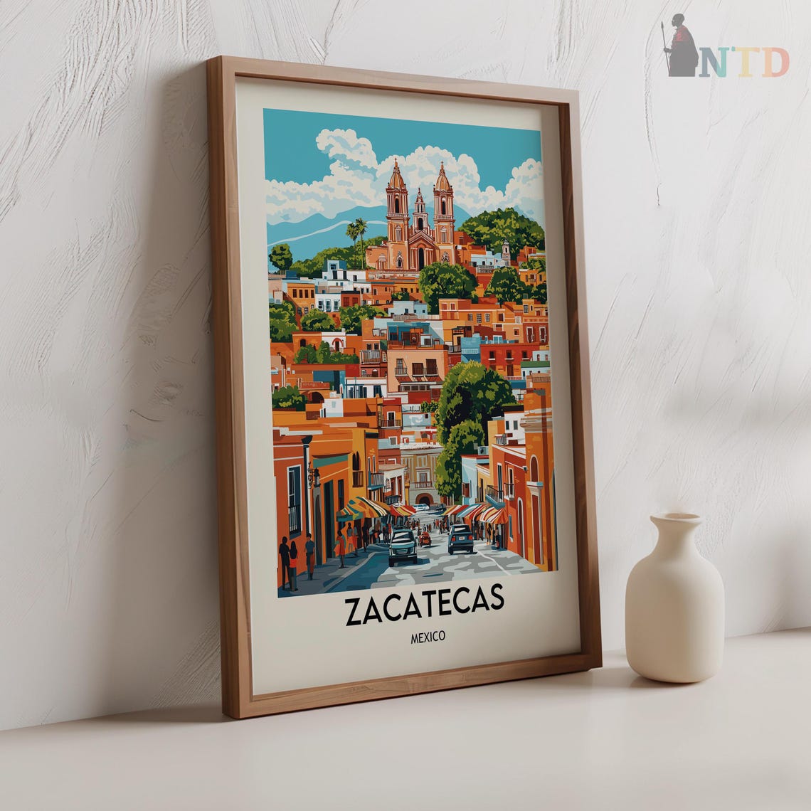 Zacatecas Mexico Colonial Cathedral Street Vintage Travel Poster - Image 2