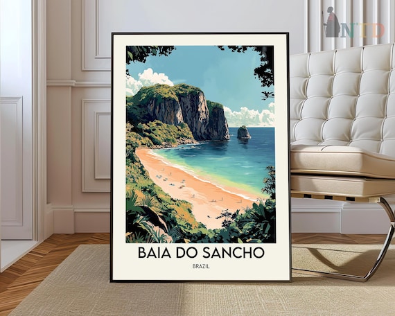Baia do Sancho Brazil Turquoise Beach Cliff Travel Art Poster