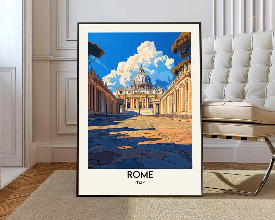 Rome Italy St Peters Basilica Grand Square Daytime Vatican View Poster